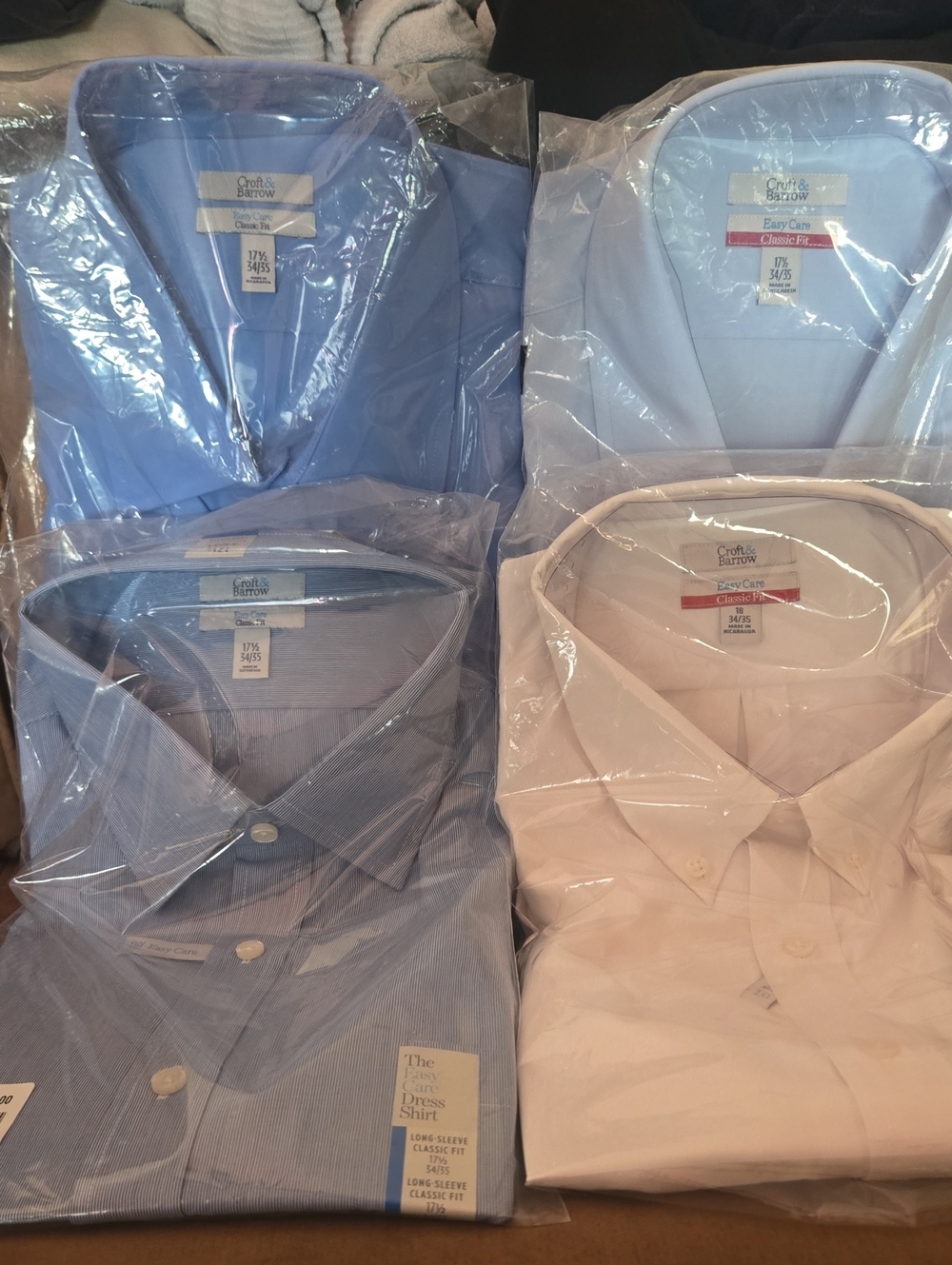 4 croft & barrow Men's Dress Shirts - Light Blue, Sky Blue, White,& Pin Stripe